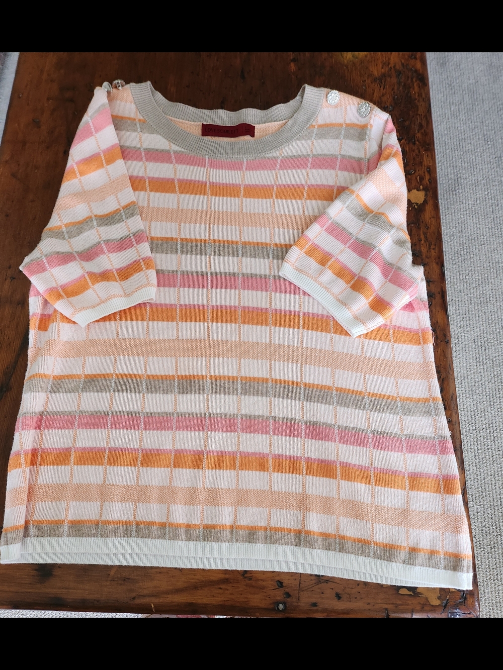 Scarlett Pastel Stripe Short-Sleeve Knit Top - Picture 5 of 5